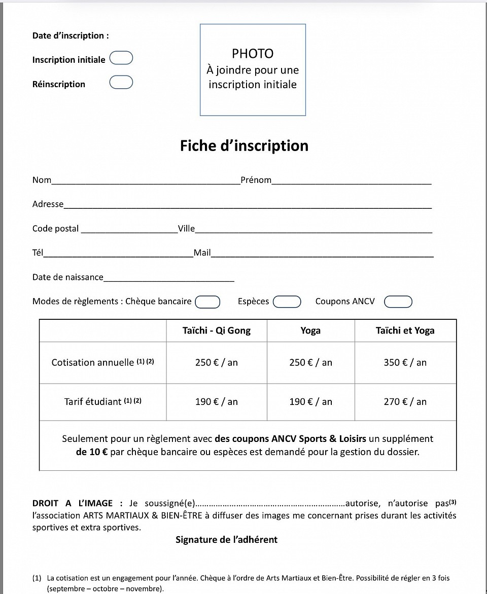 Télécharger la fiche d'inscription en enregistrant l'image